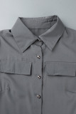 Casual Daily Solid Frenulum With Belt Turndown Collar Regular Jumpsuits