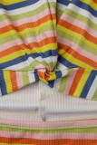 Casual Striped Patchwork O Neck A Line Dresses