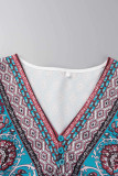 Bohemian College National Totem Patchwork V Neck A Line Dresses