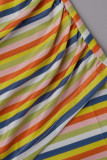 Casual Striped Patchwork O Neck A Line Dresses