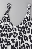 Sexy Vintage Leopard Printing V Neck Sling Dress Dresses