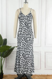 Sexy Vintage Leopard Printing V Neck Sling Dress Dresses