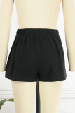 Casual Simplicity Solid Pocket Loose Straight Solid Color Bottoms