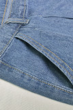 Casual Street Solid Pocket High Waist Loose Denim Jeans