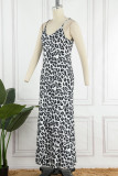 Sexy Vintage Leopard Printing V Neck Sling Dress Dresses