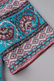Bohemian College National Totem Patchwork V Neck A Line Dresses