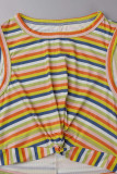 Casual Striped Patchwork O Neck A Line Dresses