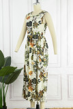 Elegant Vacation Floral Patchwork O Neck A Line Dresses