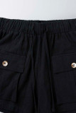 Casual Simplicity Solid Pocket Loose Straight Solid Color Bottoms