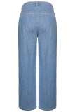 Casual Street Solid Pocket High Waist Loose Denim Jeans