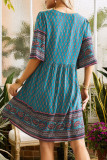 Bohemian College National Totem Patchwork V Neck A Line Dresses