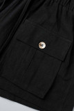 Casual Simplicity Solid Pocket Loose Straight Solid Color Bottoms