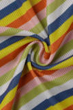 Casual Striped Patchwork O Neck A Line Dresses