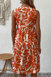 Casual Bohemian Floral Fold V Neck Printed Dress Dresses