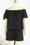 Casual Daily Solid Off the Shoulder Short Sleeve Two Pieces