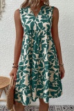 Casual Bohemian Floral Fold V Neck Printed Dress Dresses