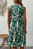 Casual Bohemian Floral Fold V Neck Printed Dress Dresses