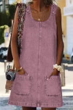 Casual Street Solid Pocket U Neck Dresses