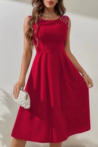 Celebrities Elegant Solid Beading O Neck A Line Dresses