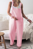 Casual Solid Make Old Patchwork Square Collar Loose Jumpsuits