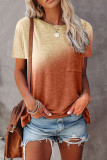 Street Gradual Change Contrast O Neck T-Shirts