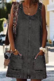 Casual Street Solid Pocket U Neck Dresses