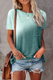 Street Gradual Change Contrast O Neck T-Shirts