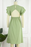 Sweet Elegant Solid Slit V Neck A Line Dresses