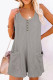 Casual Street Solid Pocket Buttons V Neck Loose Rompers