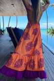 Sexy Vacation Print Backless V Neck Beach Dress Dresses