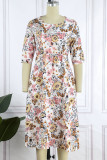 Casual Elegant Not Positioning Printed Patchwork Pocket O Neck A Line Dresses