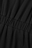 Casual Street Solid Pocket Buckle O Neck A Line Dresses