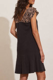 Casual Living Solid Patchwork V Neck T-shirt Dress Short Sleeve Dress