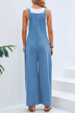 Casual Vacation Solid Buttons Square Collar Loose Jumpsuits