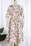 Casual Elegant Not Positioning Printed Patchwork Pocket O Neck A Line Dresses
