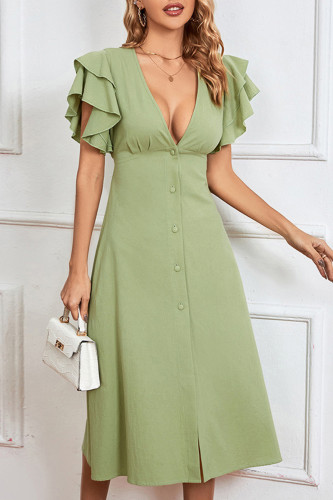 Sweet Elegant Solid Slit V Neck A Line Dresses