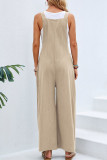 Casual Vacation Solid Buttons Square Collar Loose Jumpsuits