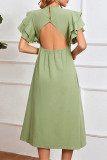 Sweet Elegant Solid Slit V Neck A Line Dresses
