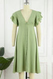 Sweet Elegant Solid Slit V Neck A Line Dresses