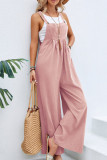 Casual Vacation Solid Buttons Square Collar Loose Jumpsuits