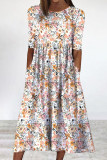 Casual Elegant Not Positioning Printed Patchwork Pocket O Neck A Line Dresses