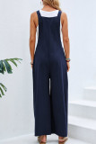 Casual Vacation Solid Buttons Square Collar Loose Jumpsuits