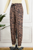 Casual Leopard Patchwork Loose Pencil Full Print Bottoms