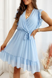 Sweet Elegant Solid Frenulum V Neck A Line Dresses