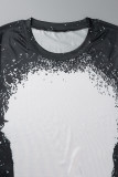 Casual Print Patchwork O Neck T-Shirts