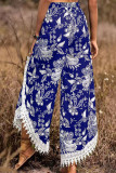 Bohemian Vintage Print Patchwork Loose High Waist Wide Leg Patchwork Bottoms