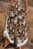 Bohemian Vintage Print Patchwork Loose High Waist Wide Leg Patchwork Bottoms