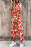 Elegant Print Patchwork V Neck A Line Dresses