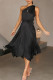 Celebrities Elegant Solid Fold Asymmetrical Oblique Collar Irregular Dress Dresses