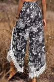 Bohemian Vintage Print Patchwork Loose High Waist Wide Leg Patchwork Bottoms